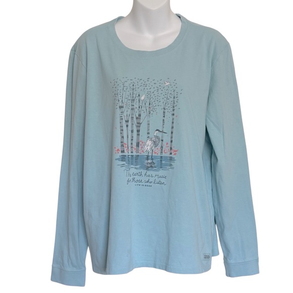 Life Is Good Women’s Blue Long Sleeve Graphic Tee Size XL - Picture 1 of 8